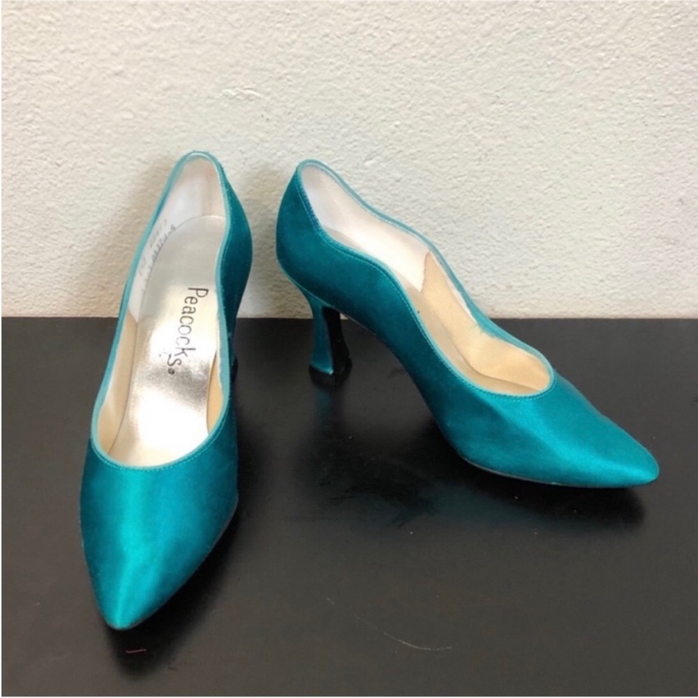 Peacocks Teal Blue Green High Heels